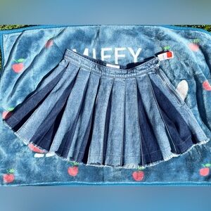 Two-Tone Blue Denim Mini Skirt